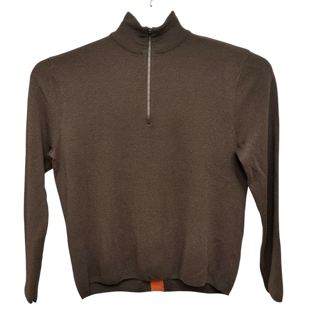 IBEX Men's 100% Merino Wool Pullover Quarter Half Zip Brown Size Large